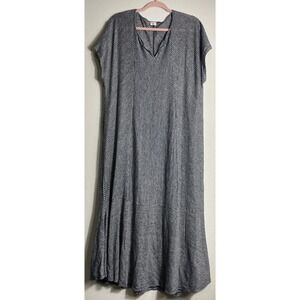 Poetry Women's 100% Linen Maxi Dress Striped Blue Size US 12 Relaxed Nautical